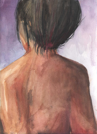 Acuarela "Espalda femenina"