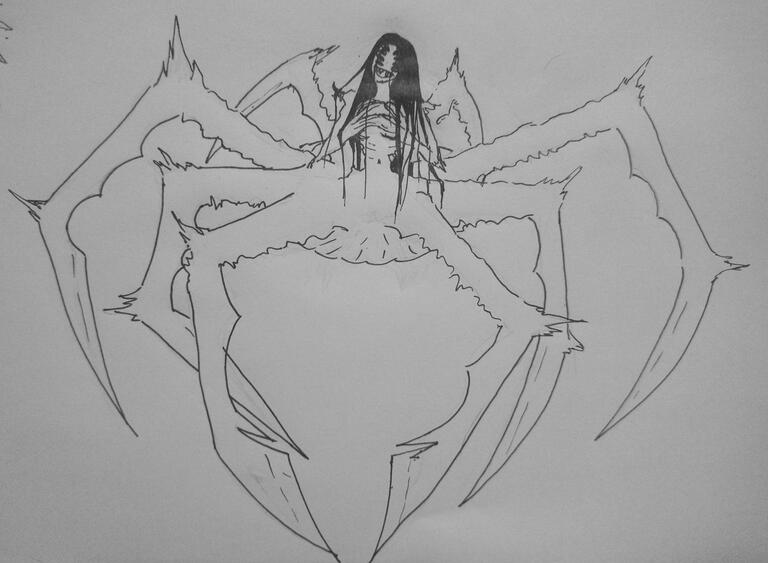 Boceto dibujo fantasía araña