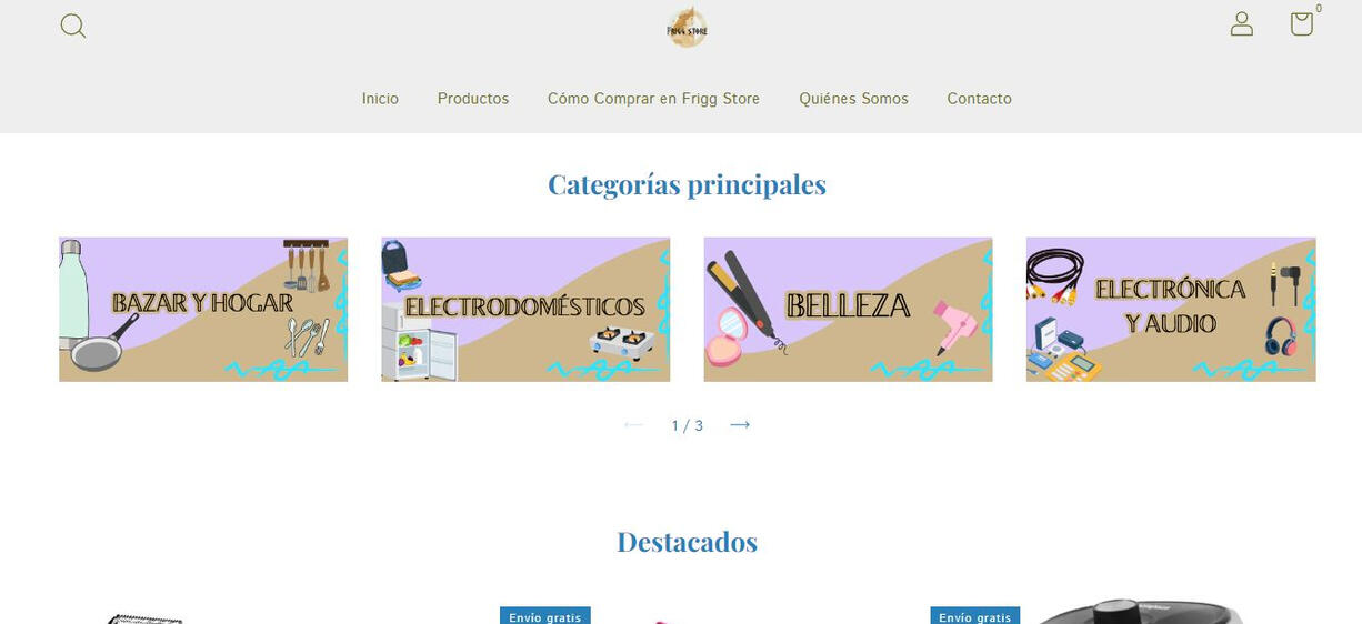 Categorías principales con link